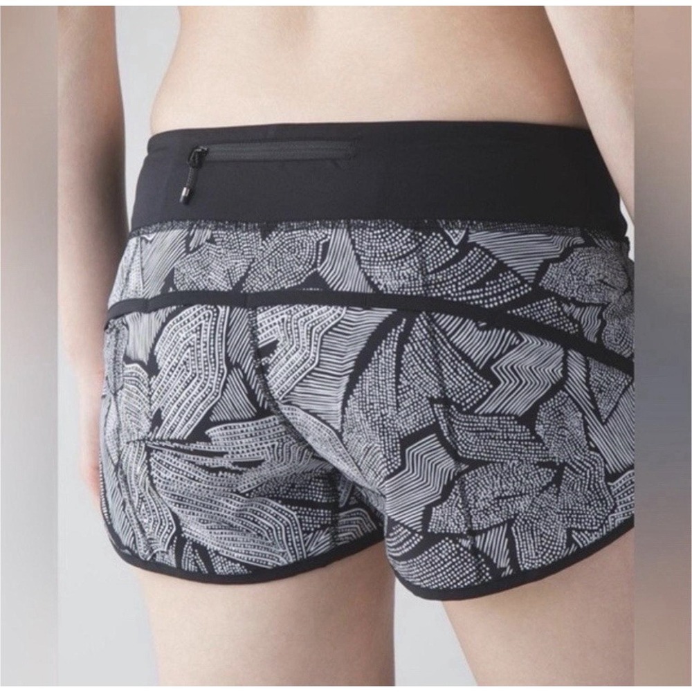 Lululemon Speed Shorts 2.5"Floral Black White Dottie floral  Shorts Women's 10